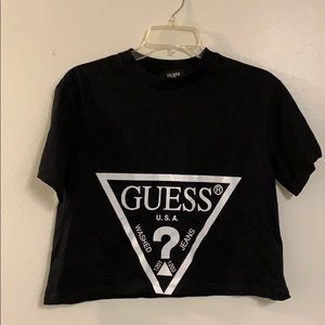 Black and white guess crop top shirt medium